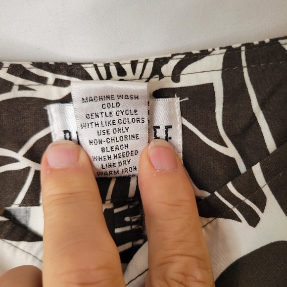 Robbie Bee Y2K Floral Print Skirt A-Line Brown Green Trim Cotton Sz 14 Friends - Picture 7 of 10